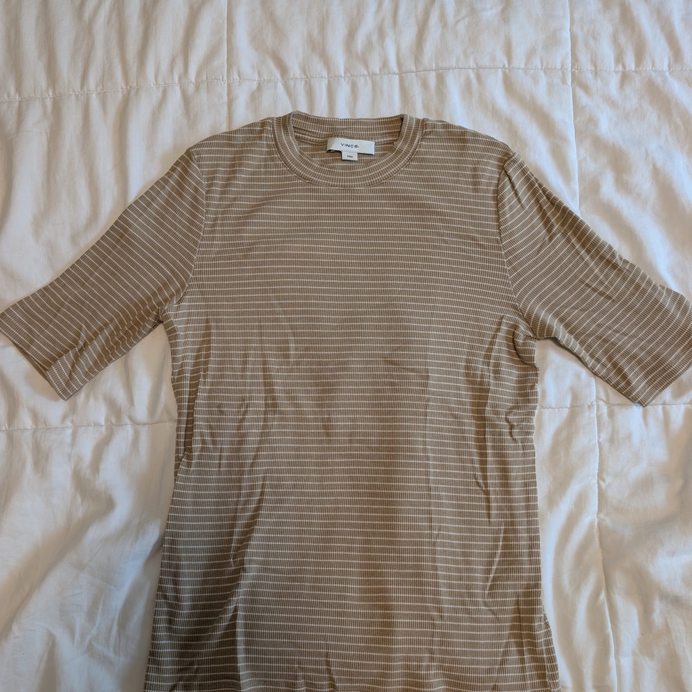 Vince Striped Tan Women's Top - Picture 4 of 5